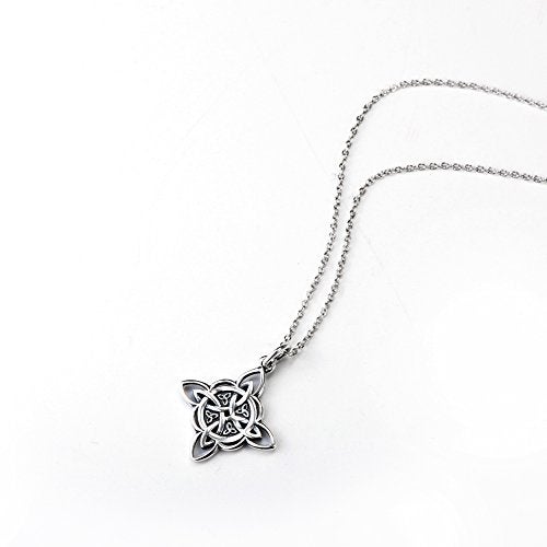 FLYOW 925 Sterling Silver Celtic Triquetra Trinity Knot Good Luck Pendant Rolo Chain Necklace for Women Birthday Graduation Gift, 18" - Image 4