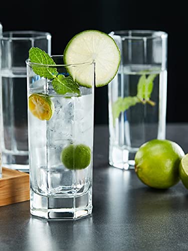 SYANKA Italian Premium Juice Glasses Set of 4 Transparent, 300ml, Stylish and Crystal Highball Glasses for Drinking Water, Juice and Cocktails - Image 1