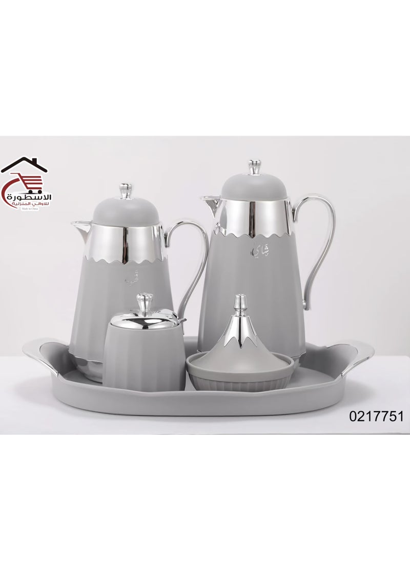 AL OSTORAH - Thermos set for Tea and Coffee with Serving sauce, Sugar Packet and Attractive Tea box 5 pieces - Image 1
