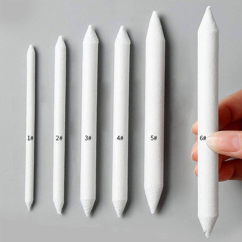 6 PCS Blending Stumps and Tortillions Paper Art Blenders for Student Artist Charcoal Sketch Drawing Tools E