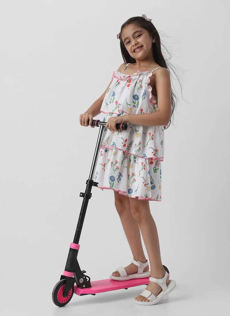 Nautinati  Nautinati Girls Floral AOP Tiered Frock for Women | Best Price UAE