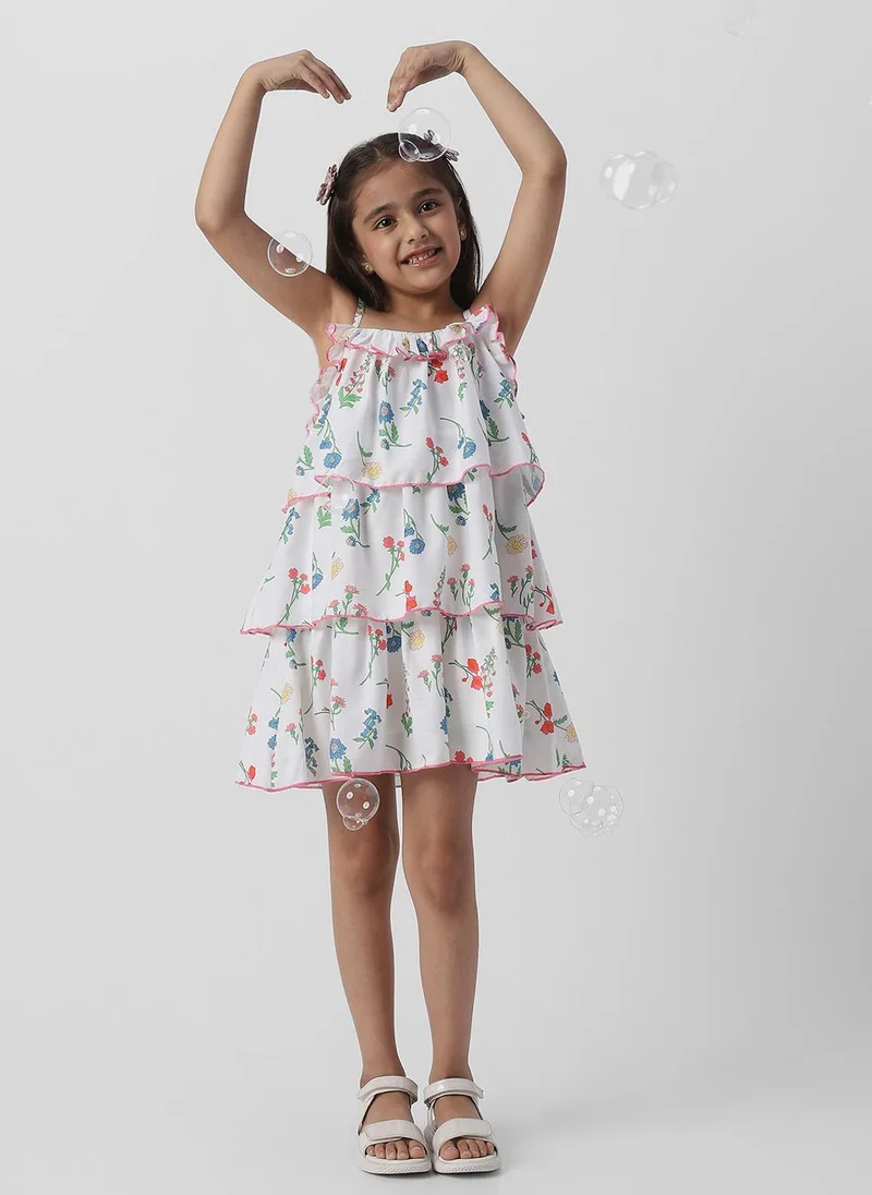 Nautinati  Nautinati Girls Floral AOP Tiered Frock for Women | Best Price UAE