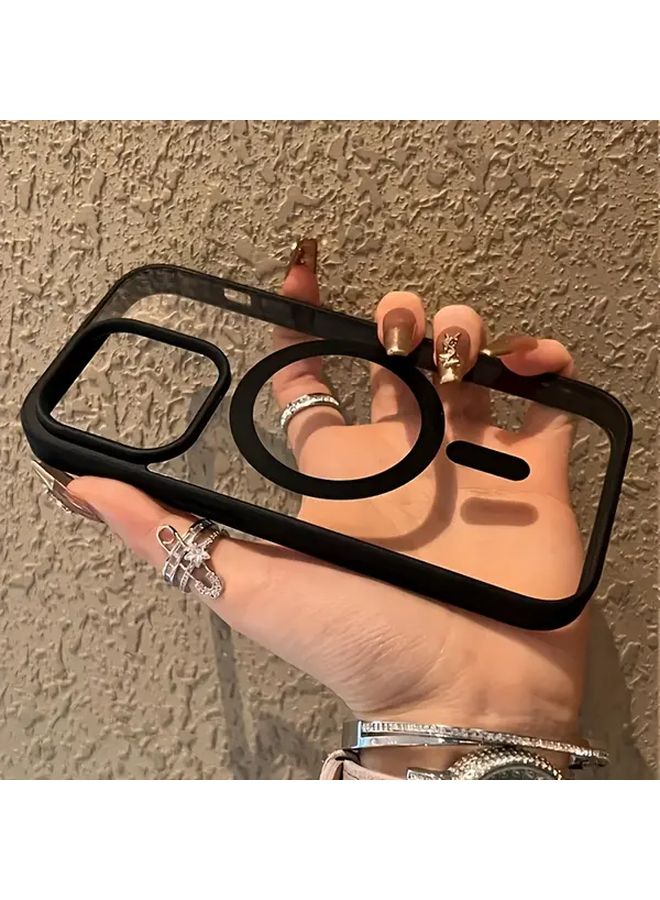 Shock Resistant Clear Magnetic Phone Cover For iPhone 13 Pro Black - Image 2