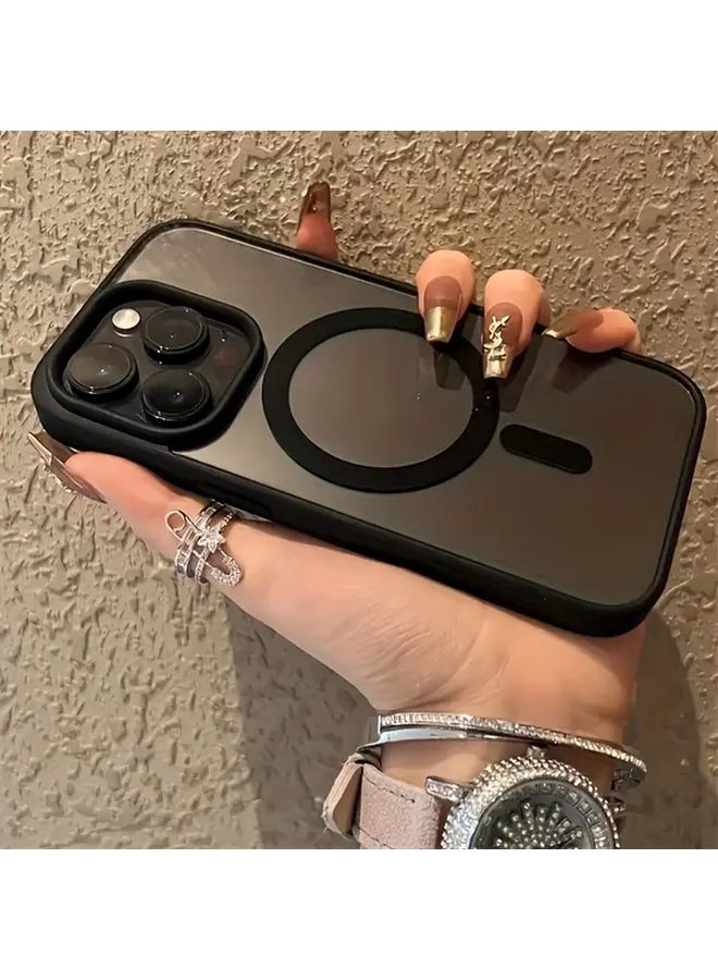 Shock Resistant Clear Magnetic Phone Cover For iPhone 13 Pro Black - Image 1