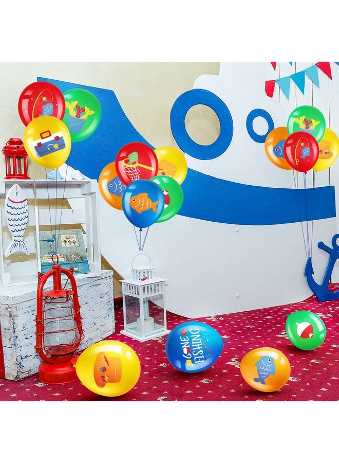 Zomiboo 36 Pack Fish Bobber Balloons Ofishally One Birthday Decoration Latex Fish Party Balloon Under the Sea Creature Birthday Baby Shower Party Decoration Supplies, 12 Inches(Gone Fishing Style) - Image 4