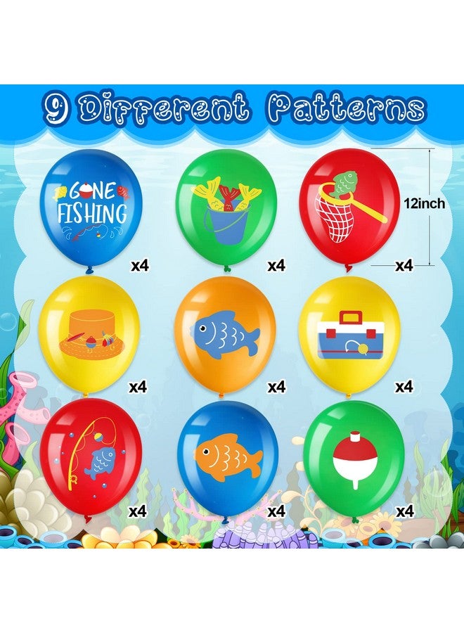 Zomiboo 36 Pack Fish Bobber Balloons Ofishally One Birthday Decoration Latex Fish Party Balloon Under the Sea Creature Birthday Baby Shower Party Decoration Supplies, 12 Inches(Gone Fishing Style) - Image 2