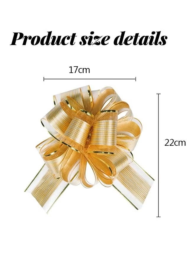واي جيه قوس سحب كبير مكون من 12 قطعة قوس التفاف الهدايا، قوس سحب الشريط لحفلة سلة هدايا الزفاف قوس التفاف الهدايا، تقديم قوس التزين لصندوق التفاف أو ديكور (ذهبي) - Image 2