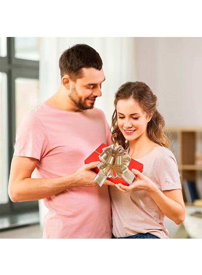 واي جيه قوس سحب كبير مكون من 12 قطعة قوس التفاف الهدايا، قوس سحب الشريط لحفلة سلة هدايا الزفاف قوس التفاف الهدايا، تقديم قوس التزين لصندوق التفاف أو ديكور (ذهبي) - Image 5