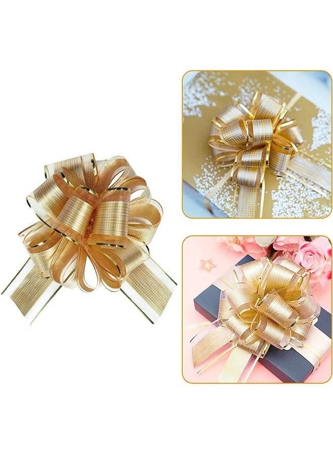 واي جيه قوس سحب كبير مكون من 12 قطعة قوس التفاف الهدايا، قوس سحب الشريط لحفلة سلة هدايا الزفاف قوس التفاف الهدايا، تقديم قوس التزين لصندوق التفاف أو ديكور (ذهبي) - Image 3