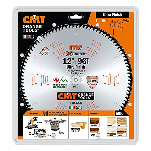 CMT ORANGE TOOLS CMT 255.096.12 ITK Industrial Fine Finish Saw Blade, 12-Inch x 96 Teeth 40° ATB Grind with 1-Inch Bore, Black & Orange - Image 2
