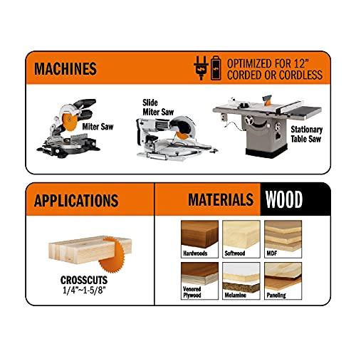 CMT ORANGE TOOLS CMT 255.096.12 ITK Industrial Fine Finish Saw Blade, 12-Inch x 96 Teeth 40° ATB Grind with 1-Inch Bore, Black & Orange - Image 4