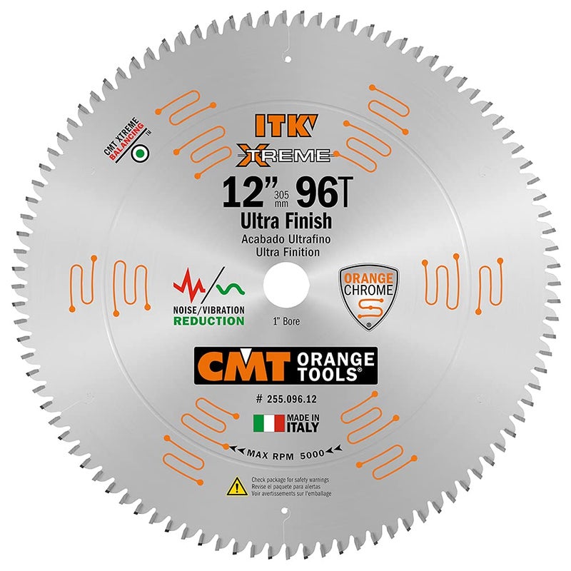 CMT ORANGE TOOLS CMT 255.096.12 ITK Industrial Fine Finish Saw Blade, 12-Inch x 96 Teeth 40° ATB Grind with 1-Inch Bore, Black & Orange - Image 3