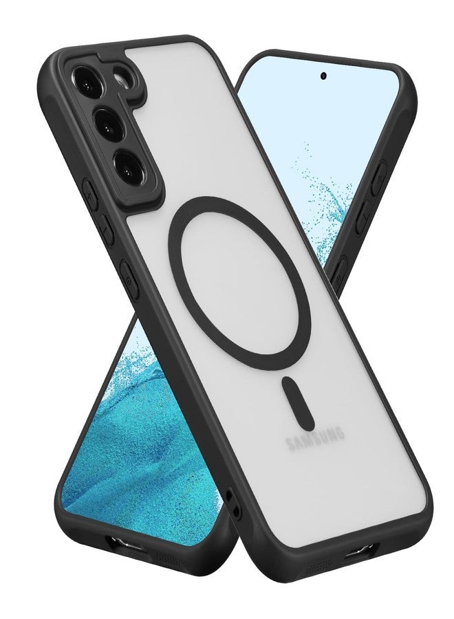 RALEAVO - Magnetic Case for Samsung Galaxy S22 Plus [Compatible with Magsafe] Slim Matte Frosted Translucent Hard PC Back Military Drop Protection Case for Girls Boys-Black - Image 1