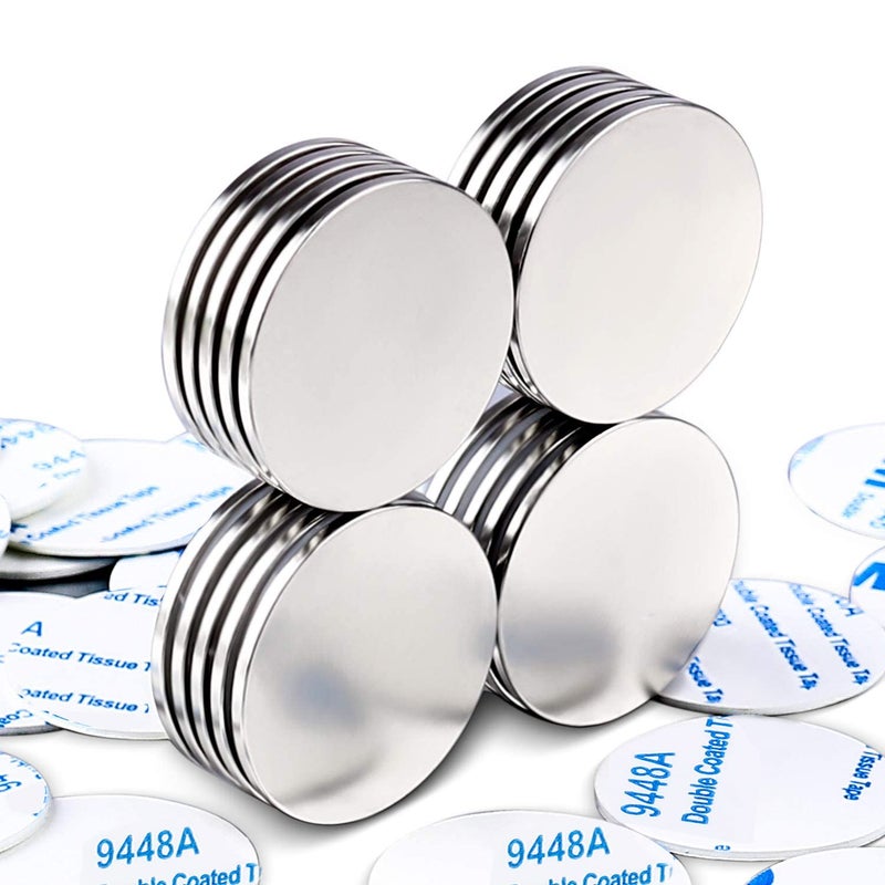 MIKEDE 20 Pack Strong Neodymium Disc Magnets with Double-Sided Adhesive, 1.26 inch D x 0.08 inch H Super Strong Rare Earth Magnets - Image 3