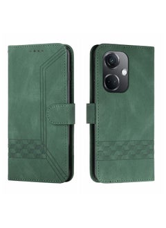 HuHa Case Cover For OPPO K11 Cubic Skin Feel Flip Leather Phone Case Green 