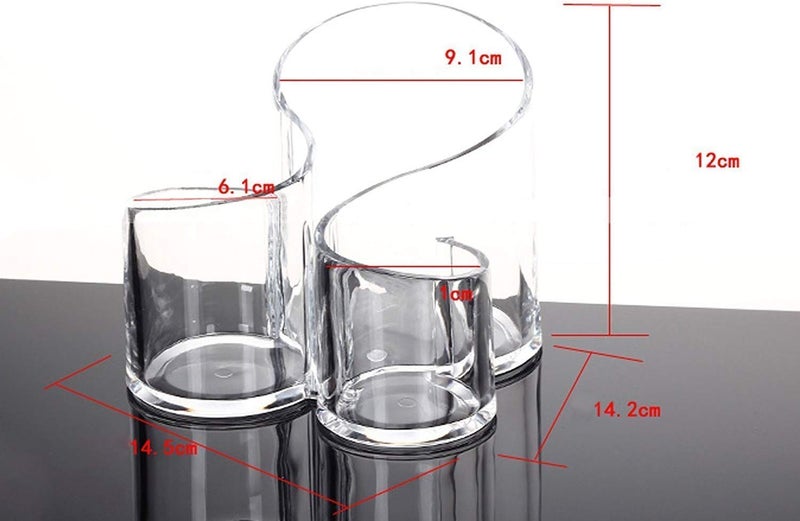 OffyBird Acrylic Makeup Brush Holder - 3 Compartment Beauty Storage Organizer for Dressing Table, Multi-Purpose Clear Cosmetic Holder for Eyebrow Pencil, Brushes - Image 5