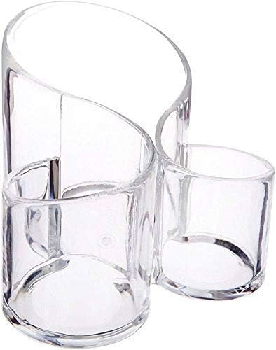 OffyBird Acrylic Makeup Brush Holder - 3 Compartment Beauty Storage Organizer for Dressing Table, Multi-Purpose Clear Cosmetic Holder for Eyebrow Pencil, Brushes - Image 3