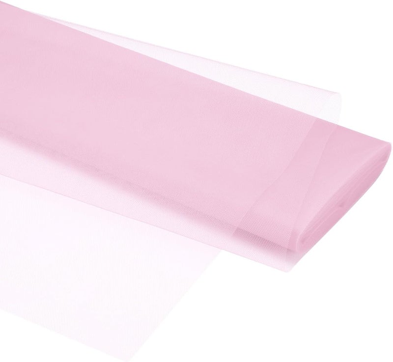 FILLOXY NET Tulle Fabric Spool for DIY White Tutu Bow Baby Shower Birthday Party Wedding Decorations Christmas Gift Wrapping Craft Supplies Bolt Table Skirt Ceiling Decor Baby Pink 2 Meter - Image 1