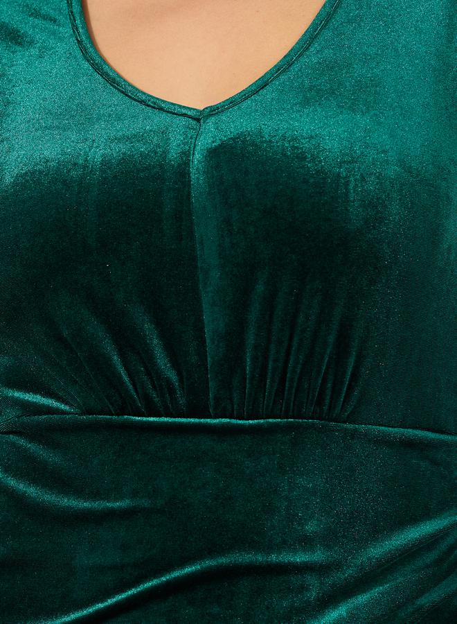 Styli Velvet Long Sleeve Dress - Image 3