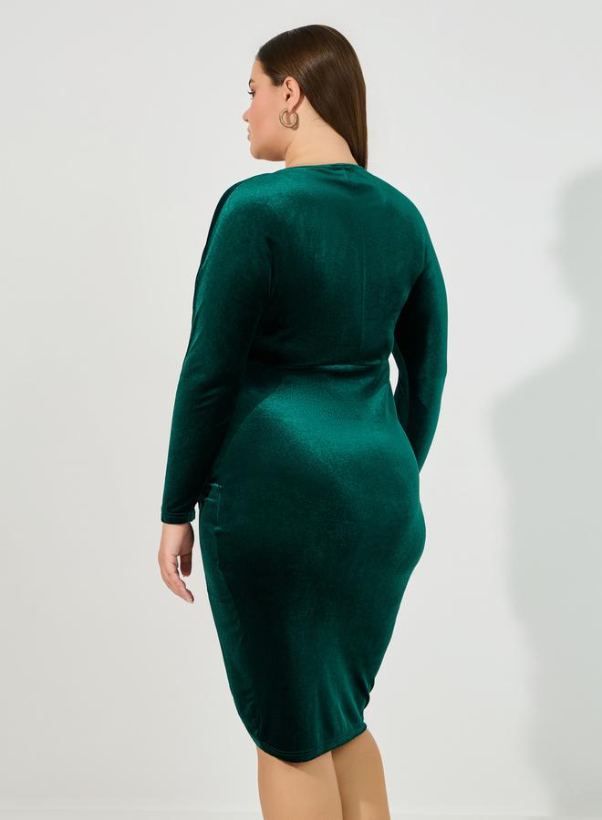 Styli Velvet Long Sleeve Dress - Image 4