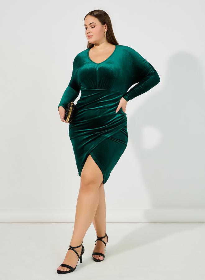 Styli Velvet Long Sleeve Dress - Image 5