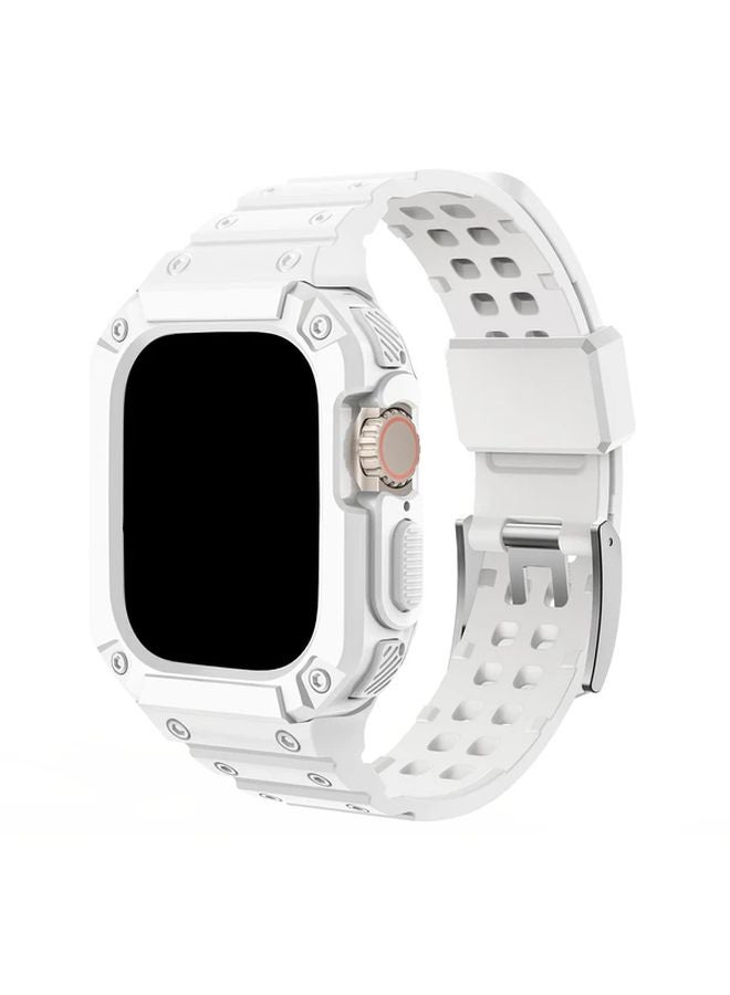 حافظة واقية متينة مع حزام لساعة iWatch Ultra 1 و 2 مقاس 49 مم، باللون الأبيض - Image 1