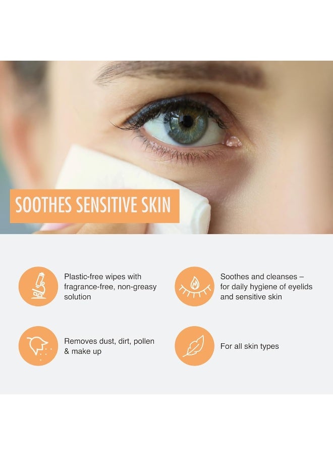 Blephaclean مناديل بليفاكلين 60 للاستخدام اليومي للجفون - تنظيف لطيف للبلفاريتس والبشرة الحساسة الجافة | تركيبة خالية من المواد الحافظة وفعالة في تخفيف جفاف العين | 20 مناديل معقمة × 3 عبوات - Image 4