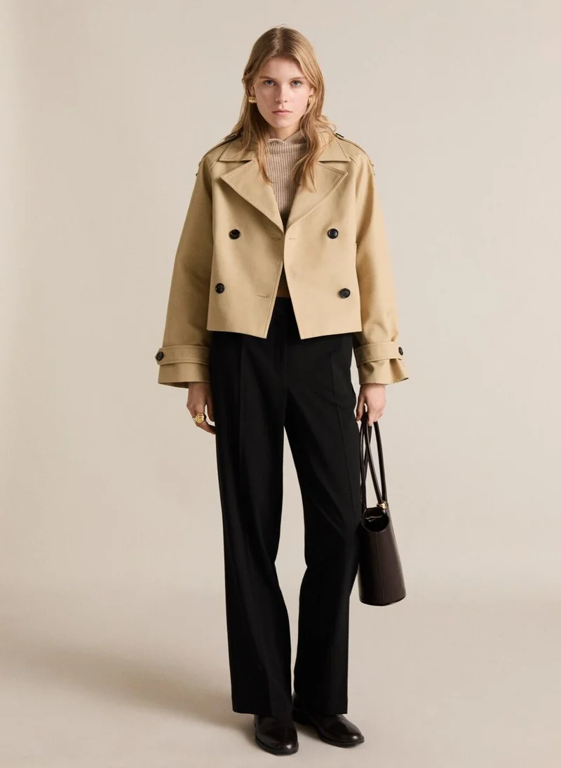 MANGO Casual Straight Mid-Rise Pants