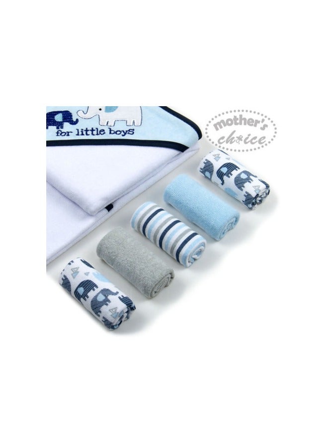 Mothers Choice Elephant Themed Hooded BabyTowel + 5-Pack Face Cloth Set – Essential for Baby Bath Time - Image 3