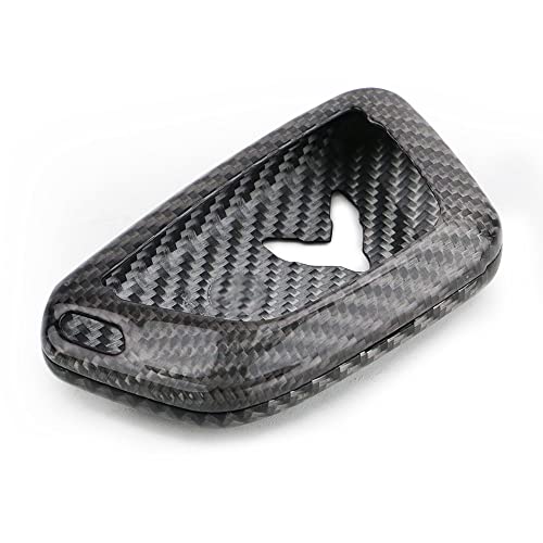 PACEWALKER Carbon Fiber for Chevrolet Corvette C8 Key Fob Case Cover 2020 2021 2022 2023 2024 2025 Keyless Entry Shell Trim (Carbon Fiber Grey) - Image 1