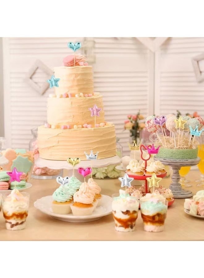 HY 50 Pcs Star Cupcake Toppers Cake Decorations, Cake Dessert and Cupcake Decor, Holiday and Party Accessories, MultiColor for Kids Baby Shower Birthday Party Cake Decoration (Star) - Image 4