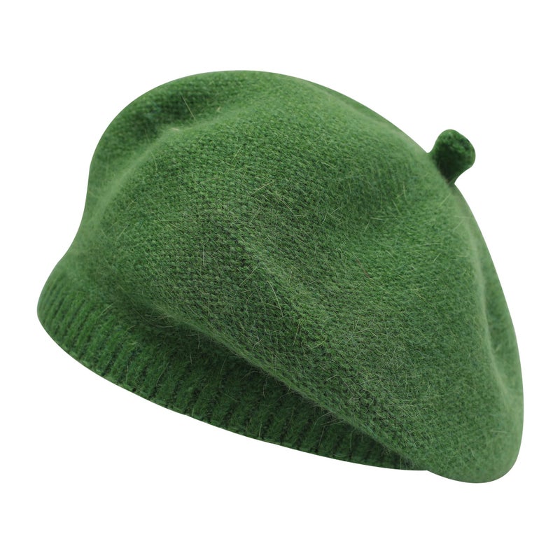 ZLYC French Beret Hat Fashion Print Lightweight Winter Warm Artist Hat for Women (Solid Army Green) - Image 1