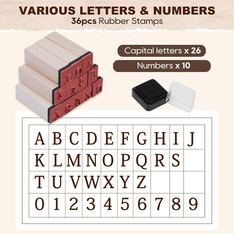 UCEC 36PCS Alphabet Letter Stamps for Clay with Ink Pad – Scrapbook Supplies Rubber Stamps for Journaling, Custom Stamp for Crafting–Letter Stamp Set Scrapbook Kit for Scrapbooking & Stamping Supplies - Image 2