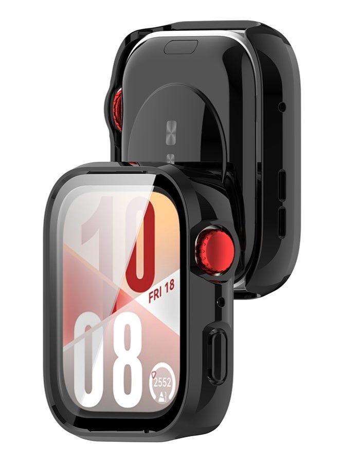 HL-Tech Case Compatible with HUAWEI Watch Fit 4 Watch Glass Protective Film Hard Plastic Frame HUAWEI Watch Fit 4 Watch Case Black - Image 3