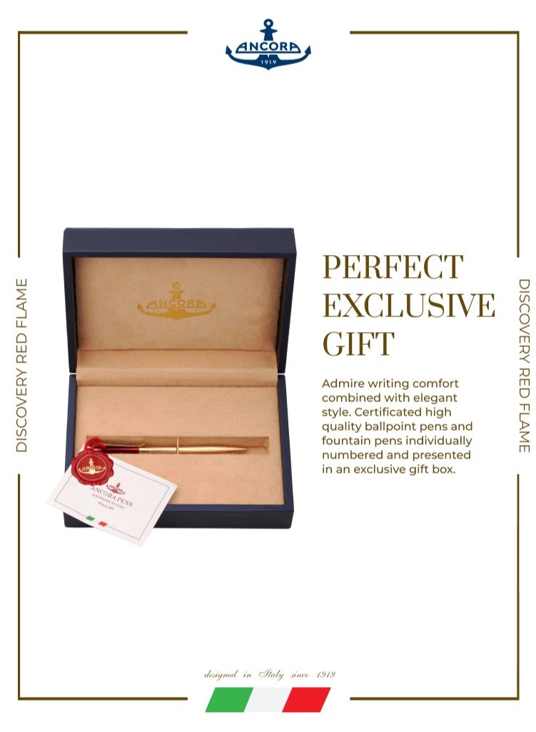 أنكورا قلم ديسكفري ريد فليم ١٩١٩ إصدار محدود ٨٨٨ – قابل لإعادة التعبئة – حواف مطلية بالذهب عيار ٢٤ – قلم فاخر محفور – هدية للرجال والنساء – حبر أزرق - Image 5