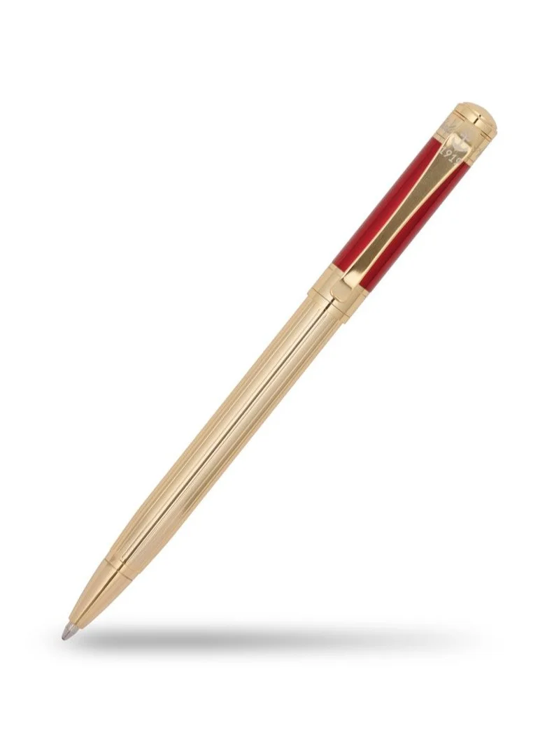 Ancora 1919 Discovery Red Flame Limited 888 Edition Refillable Ballpoint Pen - 24K Gold Trim - Engraved Luxury Pen - Gift for Men & Women - Blue Ink