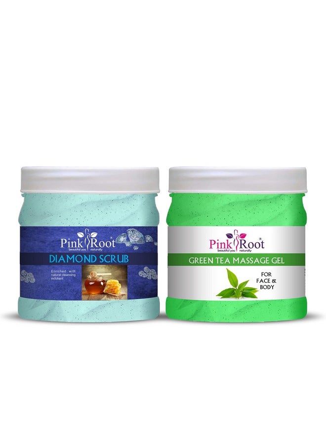 Pink Root - Pink Root Green Tea Massage Gel 500ml with Diamond Scrub 500ml - Image 1