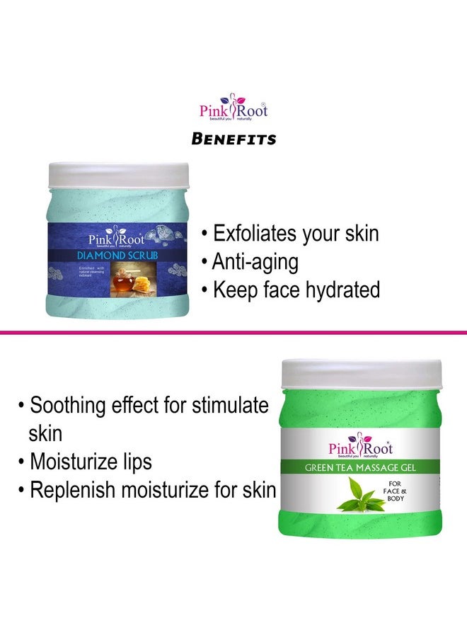 Pink Root - Pink Root Green Tea Massage Gel 500ml with Diamond Scrub 500ml - Image 1