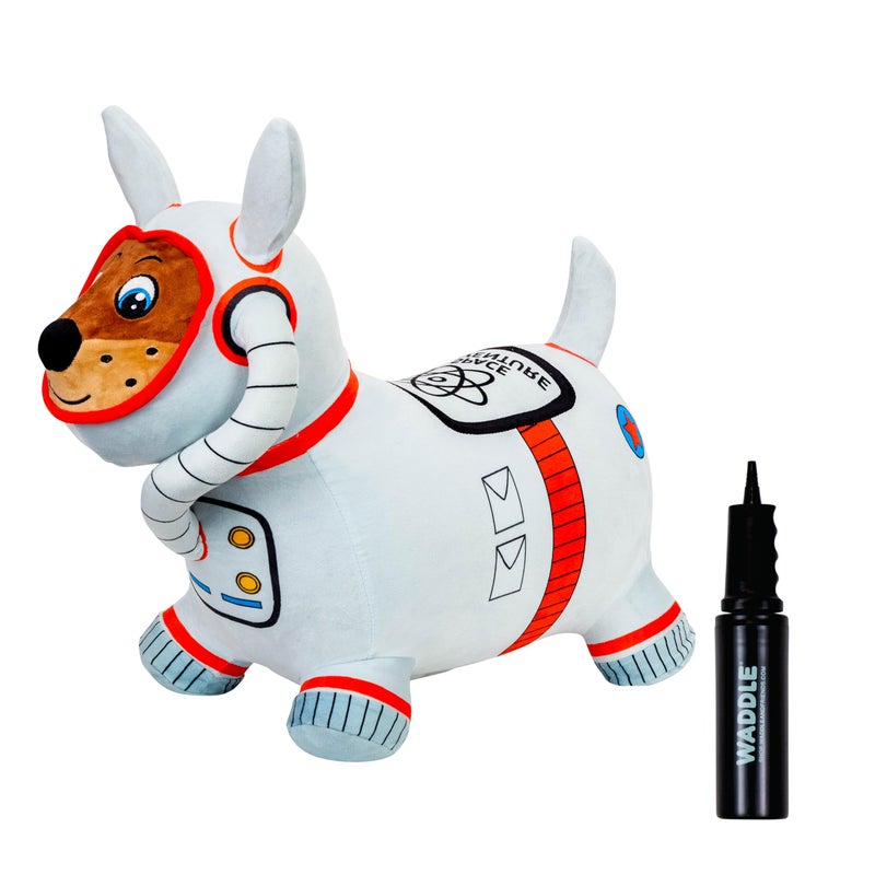 WADDLE Bouncy Hopper Inflatable Animal Hopping Plush Indoor and Outdoor Toy for Toddlers and Kids Pump Included Boys and Girls Ages 2 Years and Up Space Dog - Image 3