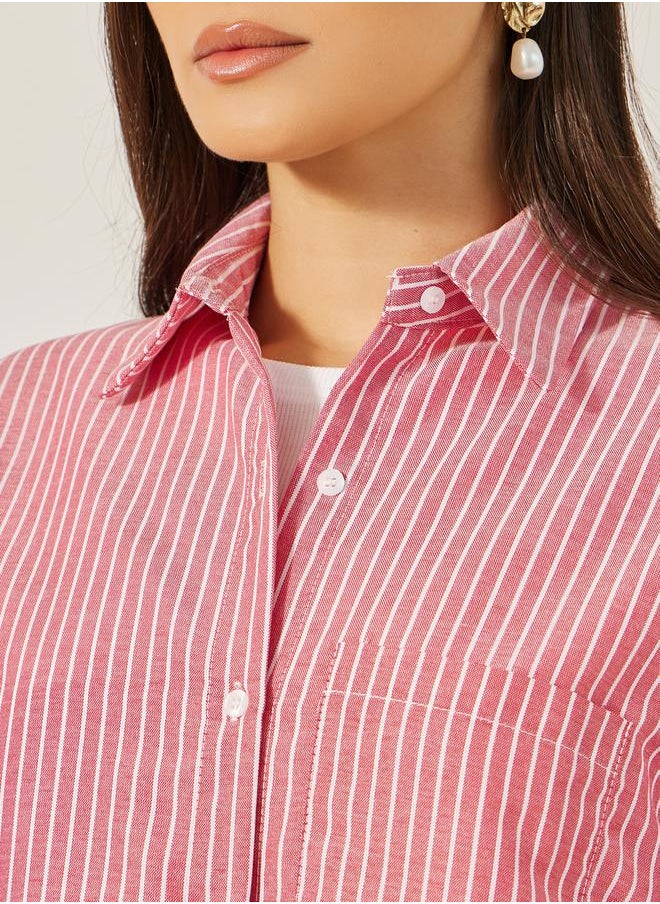 Styli - Oversized Stripe Collared Shirt - Image 1