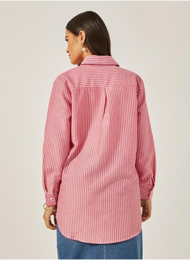 Styli - Oversized Stripe Collared Shirt - Image 1