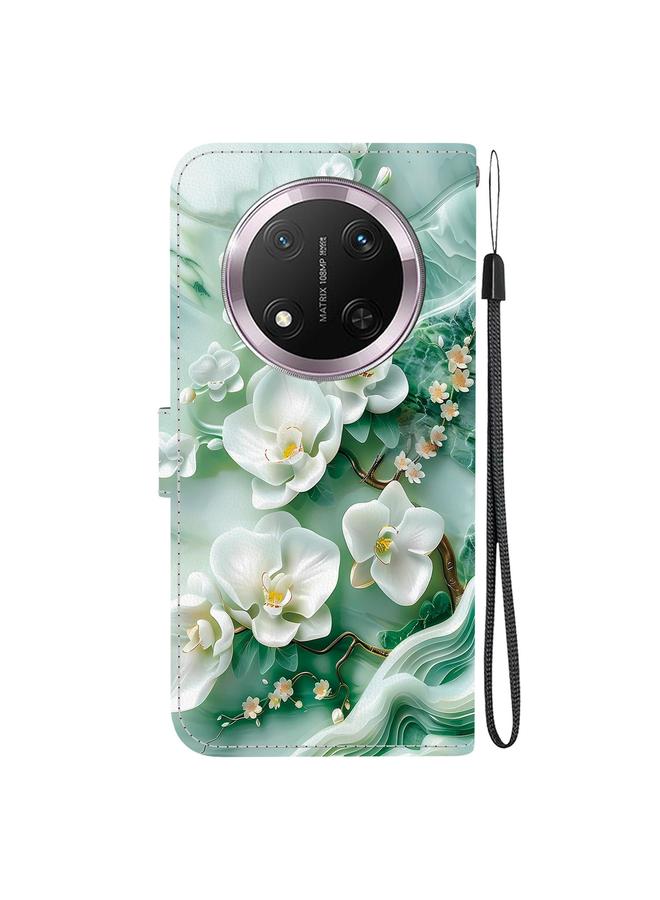 زبون جراب هاتف Honor X9c من الجلد برسومات ملونة وملمس كريستالي - Image 3