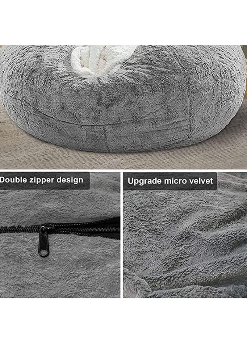 Bean Bag Chair Packaging Cover，Giant Bean Bag Chair for Adults, 6ft Big Bean Bag Cover Comfy Bean Bag Bed (No Filler, Cover only) Fluffy Lazy Sofa (Dark Grey, 6ft(150*75cm))