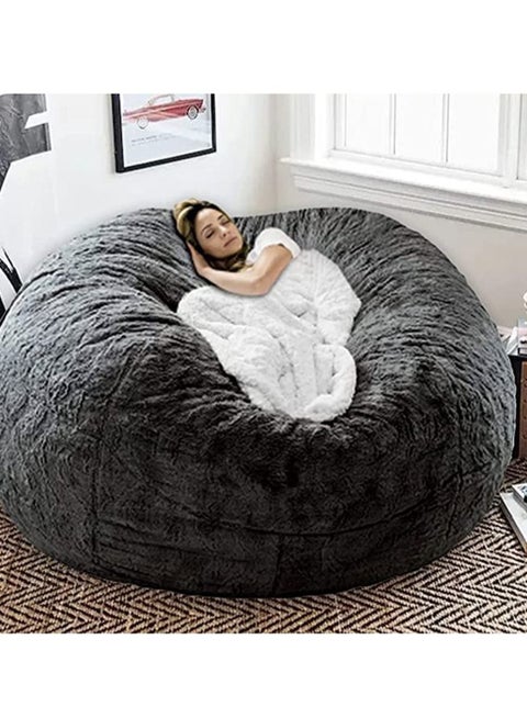 Bean Bag Chair Packaging Cover，Giant Bean Bag Chair for Adults, 6ft Big Bean Bag Cover Comfy Bean Bag Bed (No Filler, Cover only) Fluffy Lazy Sofa (Dark Grey, 6ft(150*75cm))