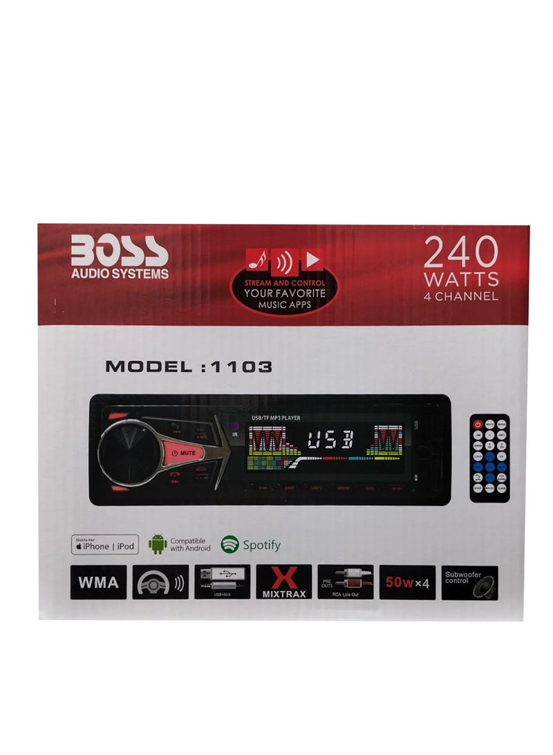 كاسيت بوص MP3 بلوتوث هاي بور  موديل 1103 240 وات  4 قنوات بلوتوث يو اس بس  ريموت كنترول للتحكم عن بعض  كارت ميموري  AUX سبوتيفي - Image 1