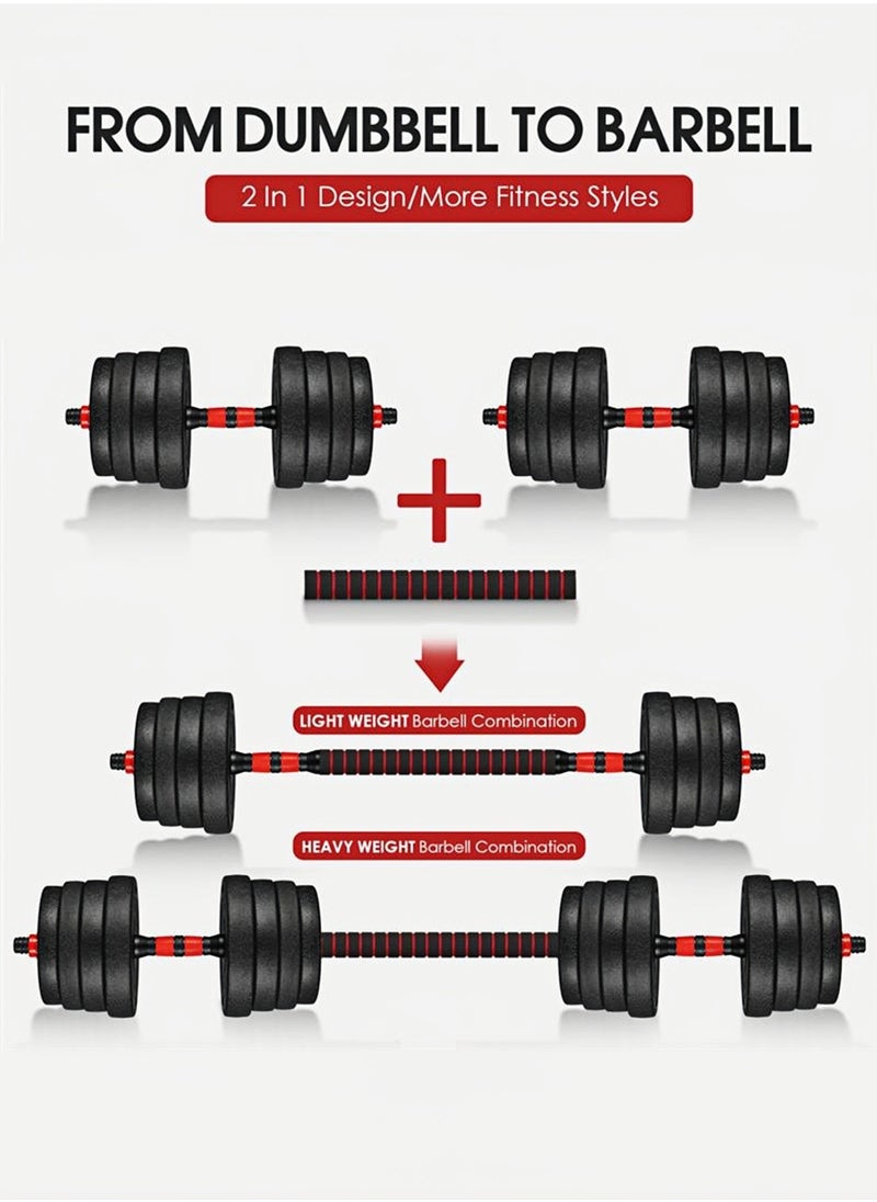 ADEBOLA - Adjustable-Dumbbells-Sets,Free Weights-Dumbbells Set of 2 Convertible To Barbell A Pair of Lightweight for Home Gym,Women and Men Equipment，20KG - Image 1
