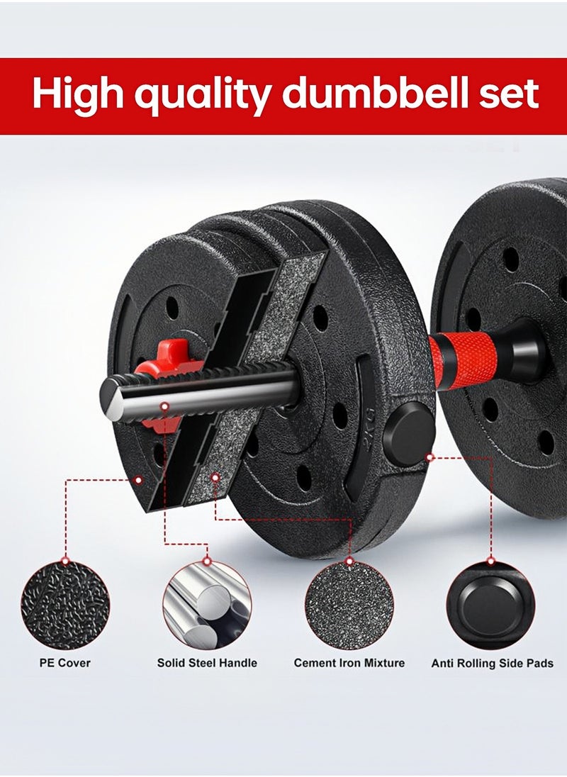 ADEBOLA - Adjustable-Dumbbells-Sets,Free Weights-Dumbbells Set of 2 Convertible To Barbell A Pair of Lightweight for Home Gym,Women and Men Equipment，20KG - Image 1