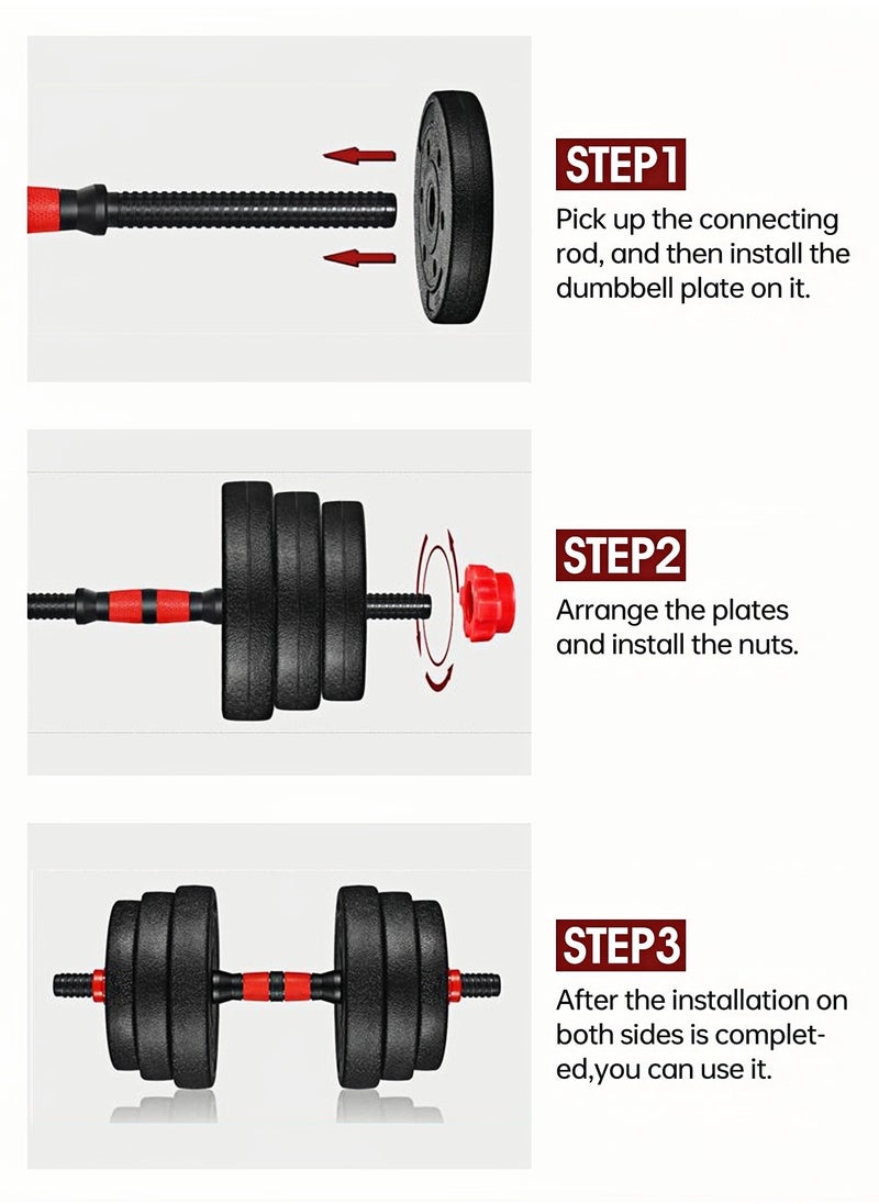 ADEBOLA - Adjustable-Dumbbells-Sets,Free Weights-Dumbbells Set of 2 Convertible To Barbell A Pair of Lightweight for Home Gym,Women and Men Equipment，20KG - Image 1