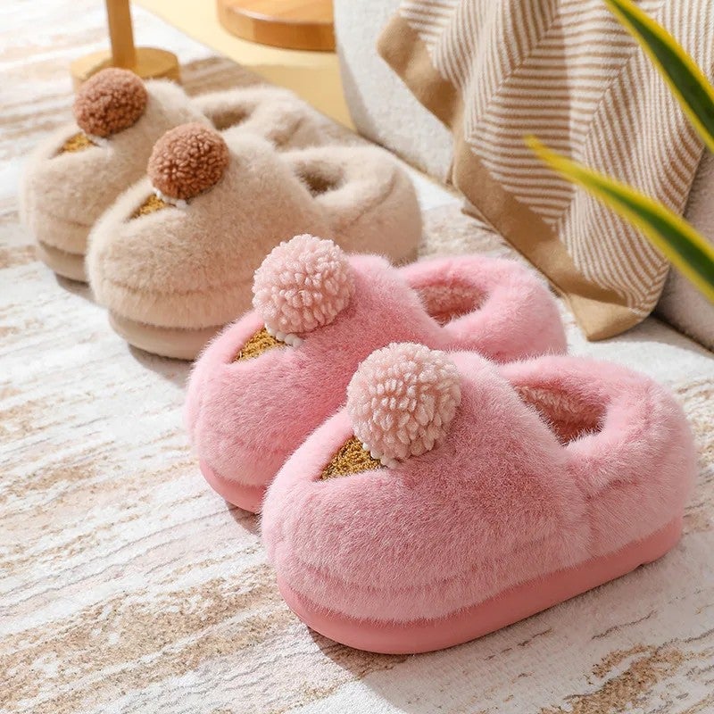Y&D New Cartoon Cotton Kids Slippers Winter Indoor Thick-Soled Warm Shoes for Children Soft Home Outdoor Cute Shoes - Image 3