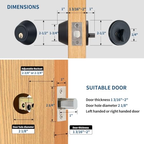 Forliggio All-New Deadbolt Door Lock Set, ANSI/BHMA Grade 3 Enhanced Security Entry Dead Bolt Level Door Locks for Exterior Front Doors, Black - Image 4